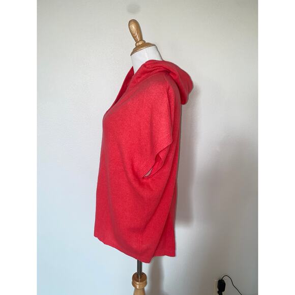 Oats Cashmere by Debra Hayburn Sweater Cap Sleeve Hooded  V Neck Pink  Medium - Picture 3 of 5